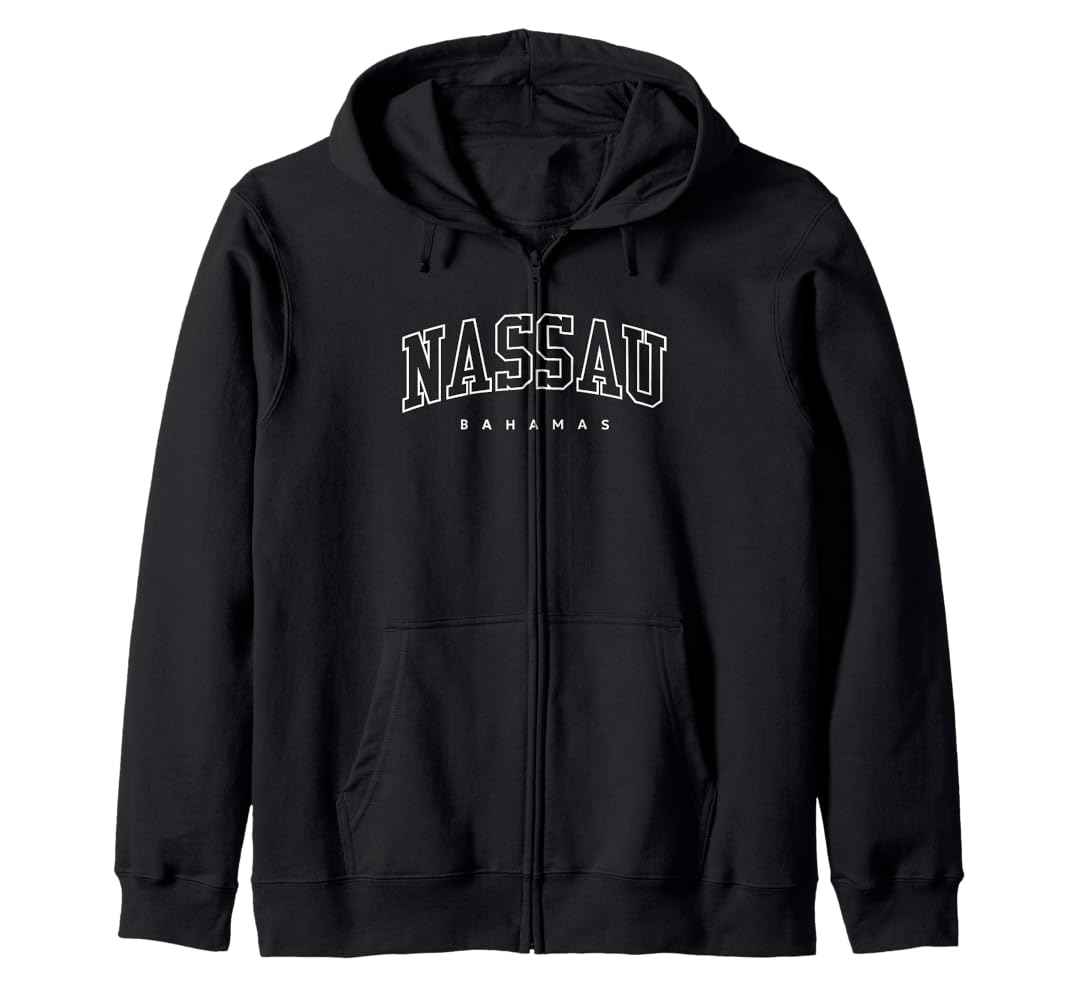 Amazon.com: Nassau Bahamas Trendy Varsity Athletic Style Zip